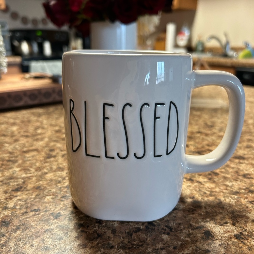 Rae Dunn White 'Blessed' Mug